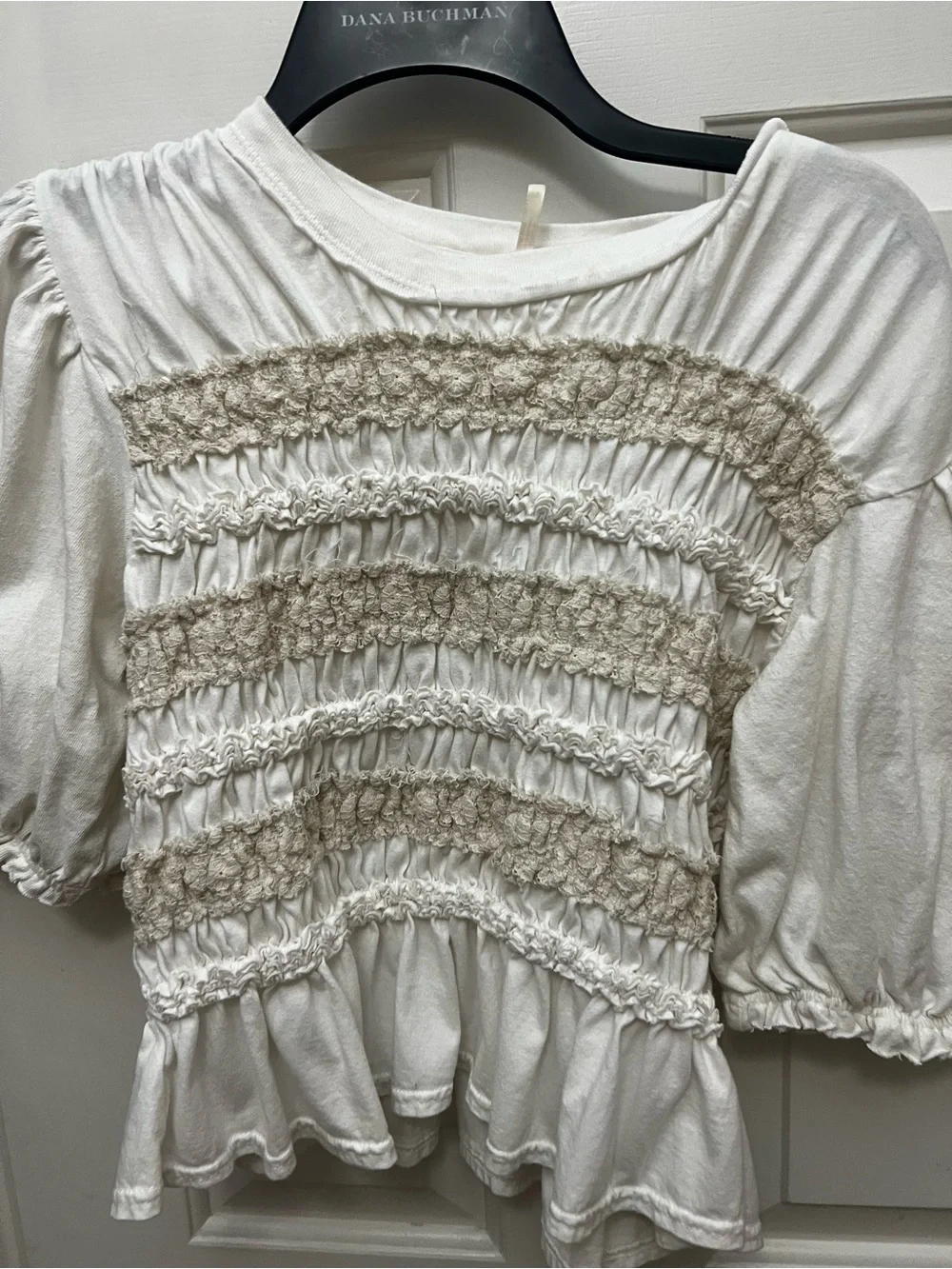 Free people Maxey Smocked Ruffle Peplum Top in Cream